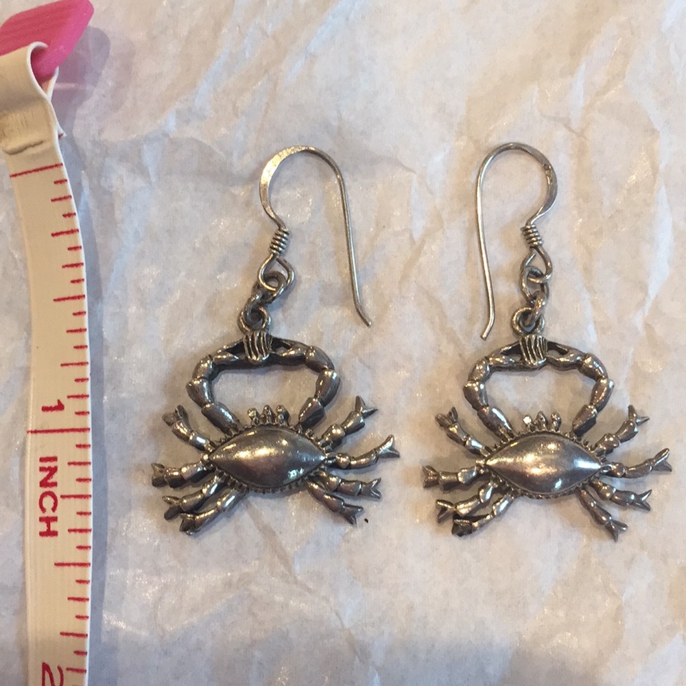 Sterling crab earrings